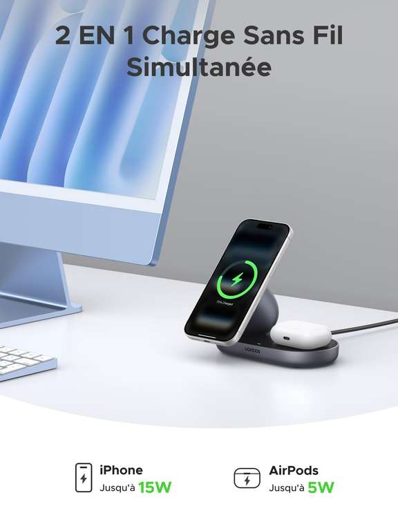 Chargeur Sans Fil 15W Pour IPhone - Induction - Compatible IPhone 12 à 16