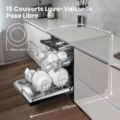 [CDAV] Lave-vaisselle pose libre Comfee FD1535E-DX - 15 couverts, 8 programmes (vendeur tiers)
