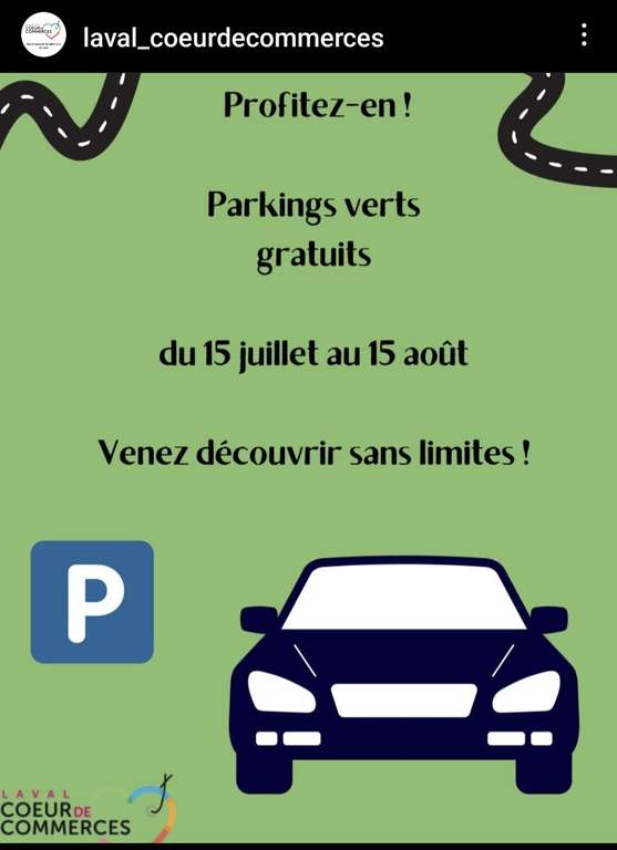 Stationnement gratuit en zone verte - Laval (53)