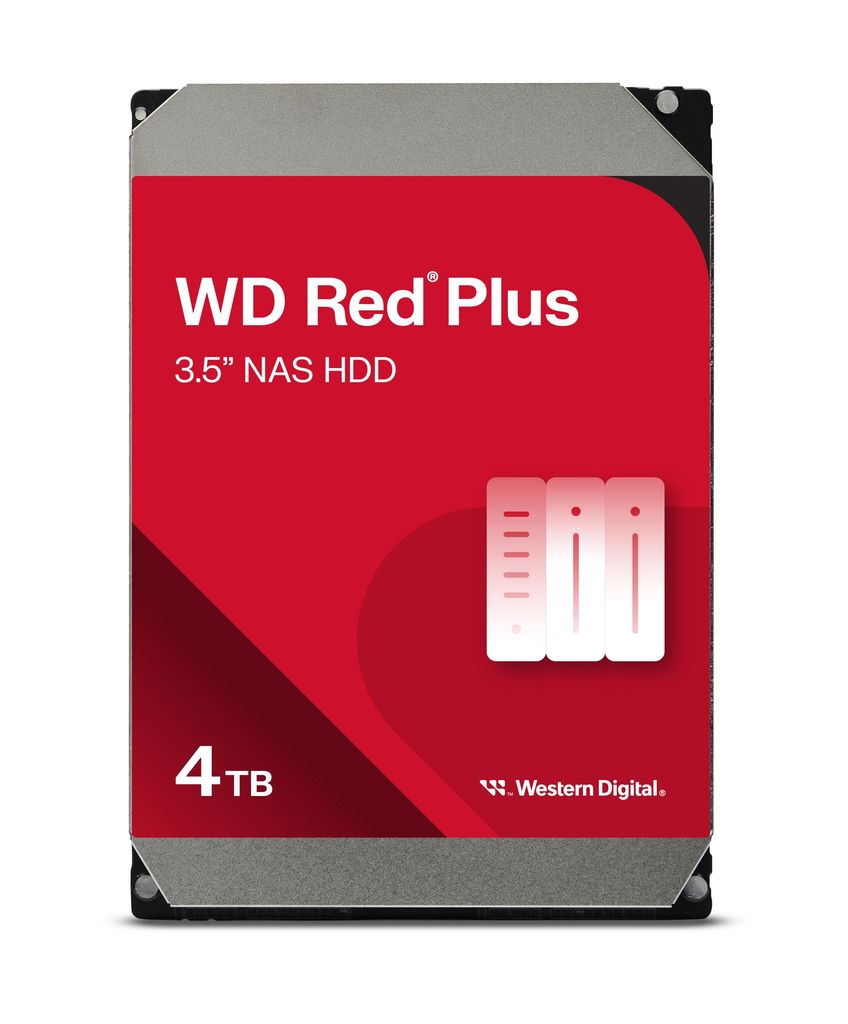 HDD WD Red Plus 4 To - 3,5", 5400 RPM, CMR, Cache 256 Mo