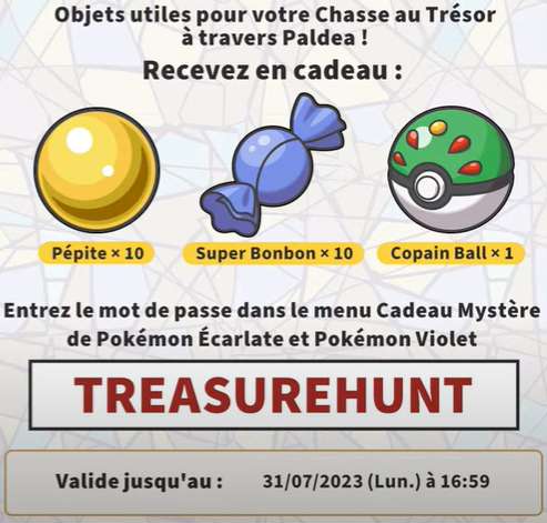 10 Pépites, 10 Super Bonbons et 1 Copain Ball Offerts sur Pokémon Écarlate et Pokémon Violet (Dématérialisé)