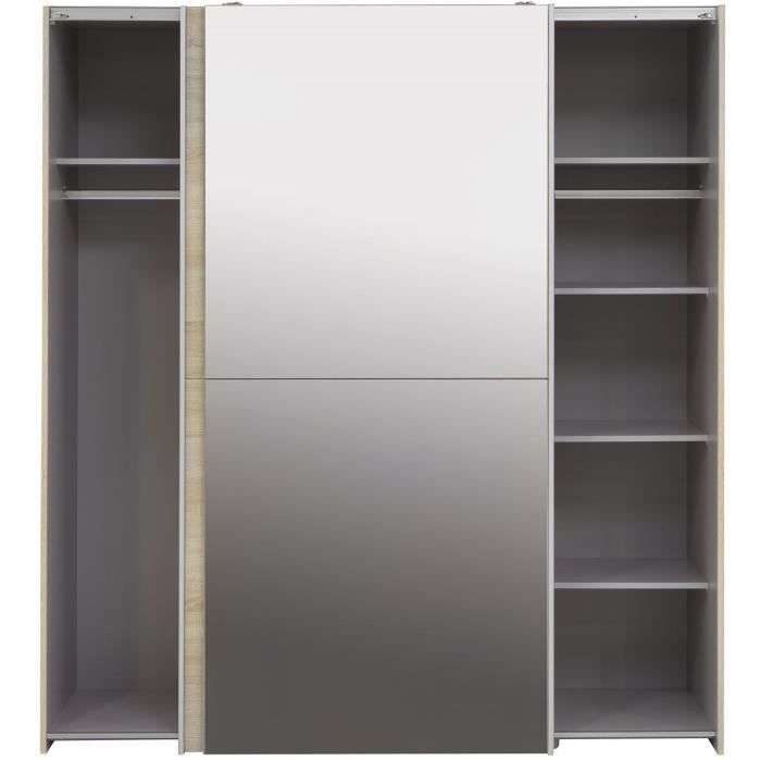 Armoire 2 portes coulissantes avec miroir Ulos Sonoma - Chêne, L 170.3 x P 61.2 x H 190.5 cm