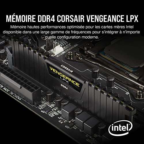 Kit Mémoire Corsair Vengeance LPX - 16Go (2x8Go) DDR4 3200MHz C16 XMP 2.0 Haute Performance - Noir