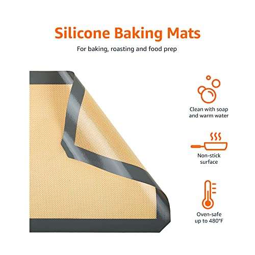 Lot de 2 tapis de cuisson en silicone Amazon Basics