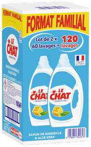 Lot de 2 bidons de 3 litres de lessive liquide Le Chat (=120 lavages - via 16,03€ sur la carte de fidélité)