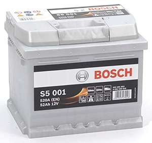 Batterie Auto Bosch S5001 - 52Ah 12V, 520A, Technologie Plomb-Acide, pour les Véhicules sans Système Start/Stop