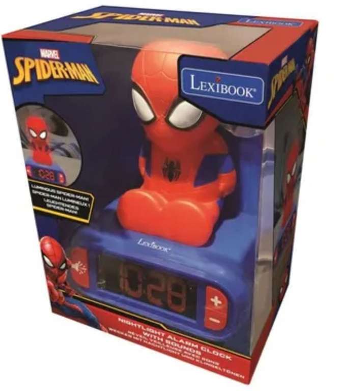 Réveil digital avec veilleuse lumineuse en 3D et effets sonores Lexibook Spider-Man