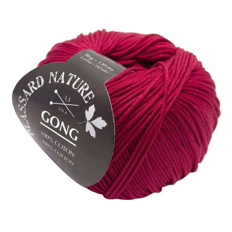 Pelote de fil à tricoter en coton d'Égypte Gong - Carmin 516