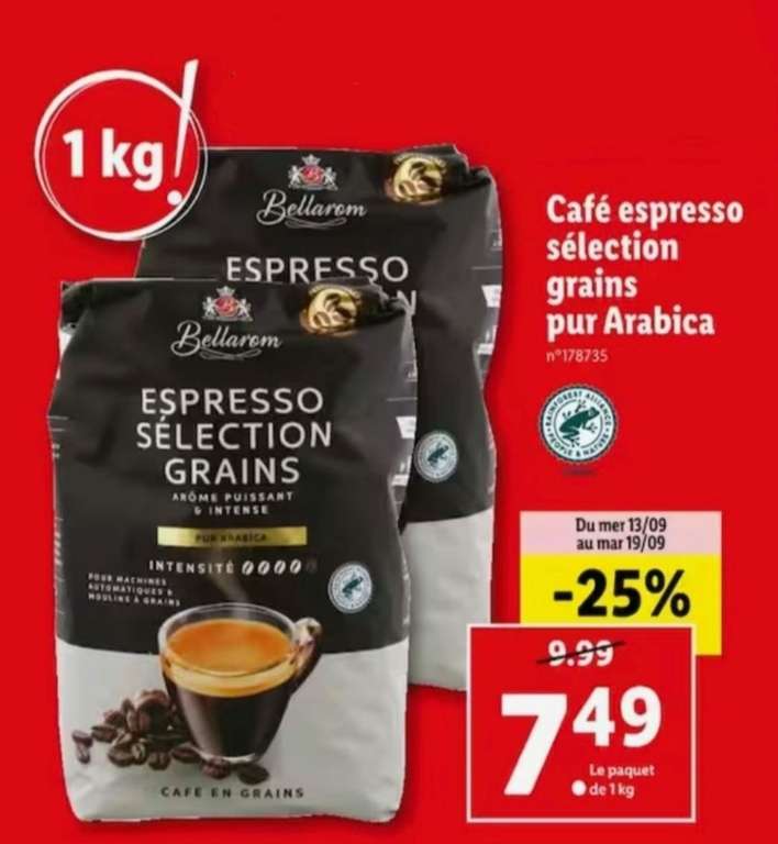 Paquet de café en grains Bellarom Expresso Sélection Pur Arabica - 1 kg