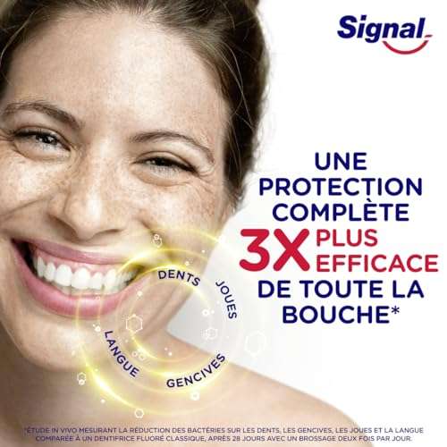 Lot de 4 tubes Signal Dentifrice Intégral 8 - Blancheur effet prébiotique - 75ml