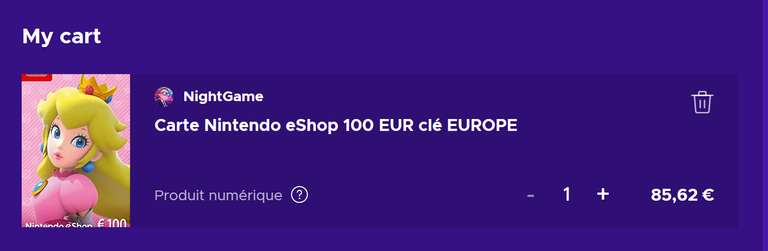 Carte 100€ sur le Nintendo eShop (Dématérialisé)