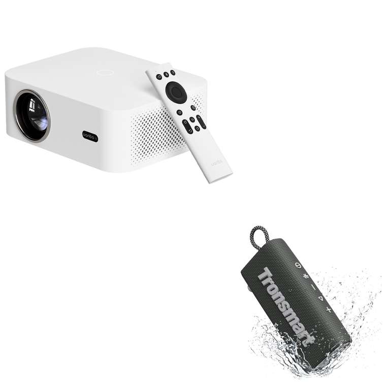 Vidéoprojecteur Wanbo X2 Max - Full HD, 450 ANSI, Auto-focus, WiFi 6, BT 5 + Enceinte portable Tronsmart Trip 10W (Entrepôt EU)