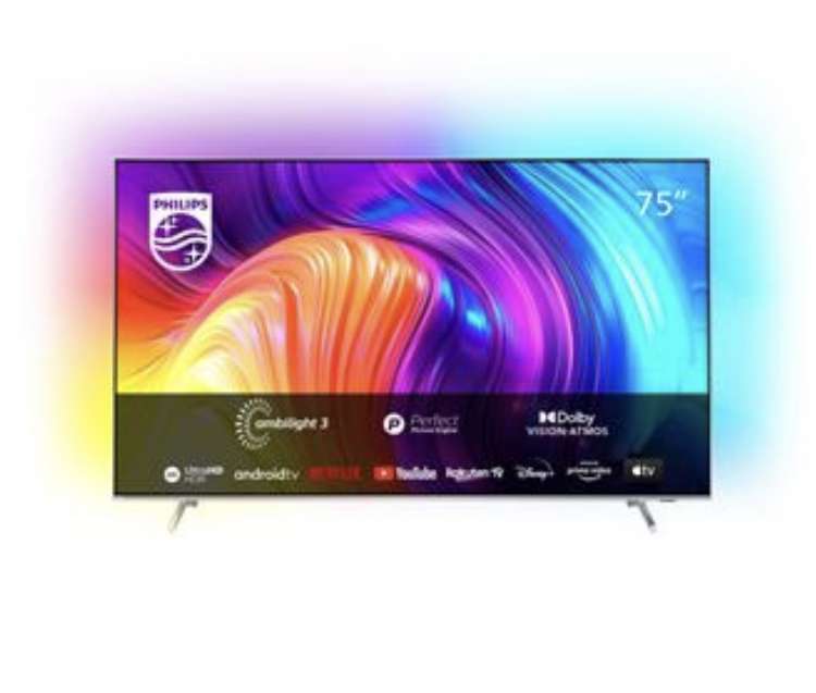 TV LED 75" Philips 75PUS8807/12 - 4K UHD, 100 Hz, Dolby Vision & Atmos, Ambilight 3 côtés, Android TV (+130€ sur compte Adhérent)