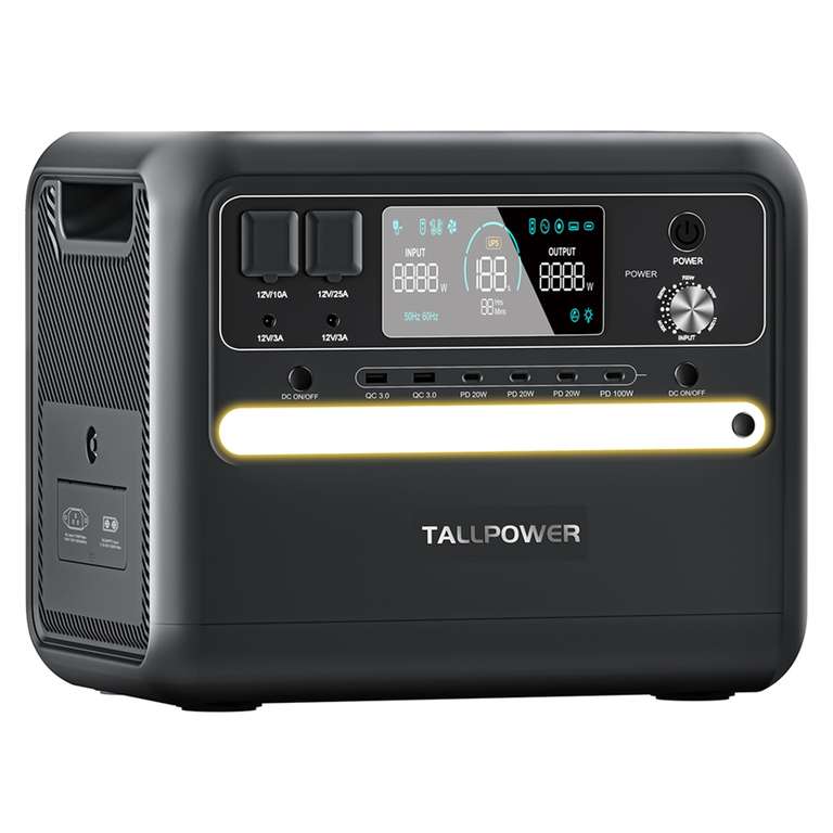 Station électrique portable TALLPOWER V2400 - 2400W / 2160 Wh, LiFePO4, 13 sorties