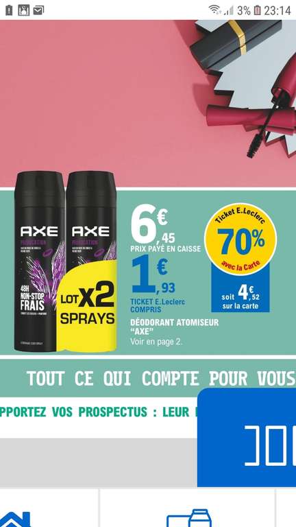 Sélection de produits en promotion - Ex Lot de 2 déodorants Axe - 2 x 200ml, différentes variétés (via 4,52€ sur la Carte de Fidélité)