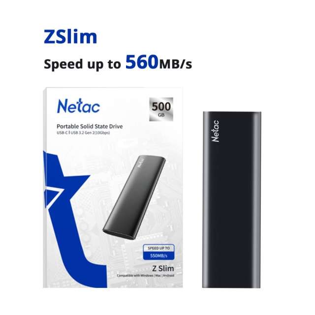 SSD Externe Netac ZSlim - 1To, jusqu'à 550MB