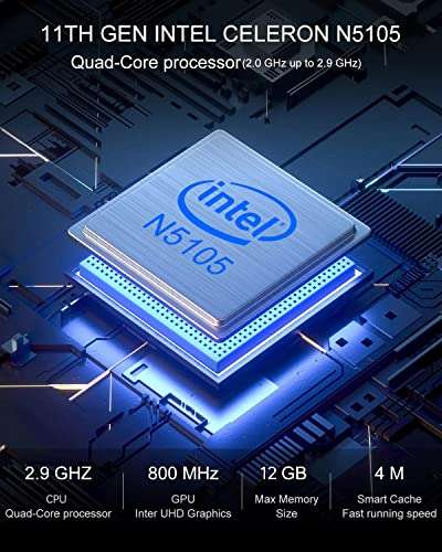 Mini PC NiPoGi AK1 Pro - Intel N5105, RAM 12 Go, SSD 256 Go, WiFi 2.4/5G & BT 4.2, W11 Pro (2x HDMI 4K, 4x USB, 1x RJ45) - Vendeur tiers