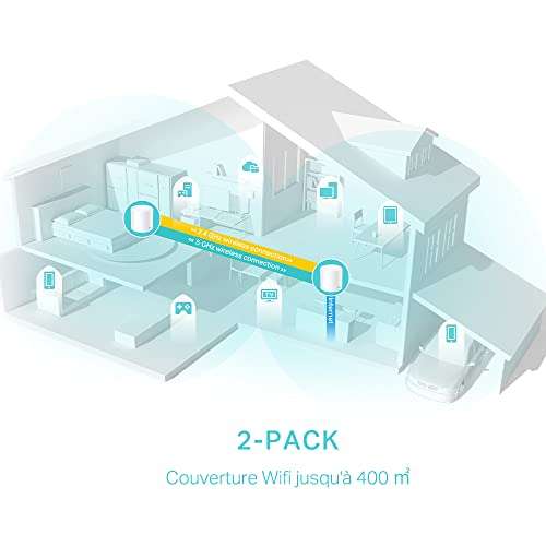 Système 2 bornes WiFi Mesh TP-Link Deco X50 - WiFi 6 AX, 3000Mbps, Couverture WiFi de 400m²