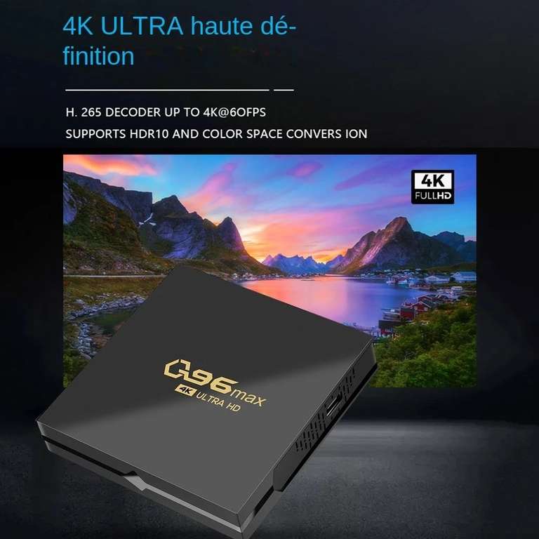 Box TV Q96 MAX - 2 Go RAM, 16 Go, Android 10, AmLogic Jingchen (Nouveaux clients 11,60€)