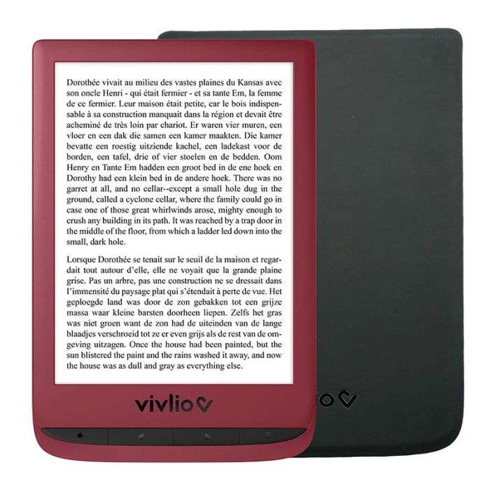 Liseuse Vivlio 6 Touch Lux 5 rouge + housse noire –