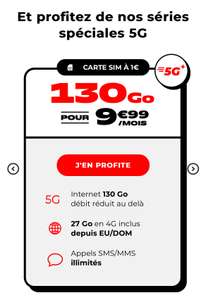 Forfait mobile 5G NRJ Mobile : Appels/SMS/MMS illimités + 130 Go 5G + 27 Go en 4G Europe/DOM (sans engagement)