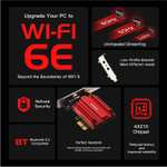 Carte WiFi 6 PCie-Wi-Fi 6E, AX210, 5374Mbps, Tri-band 2.4G/5G/6Ghz, Bluetooth 5.3 WIN 10/11