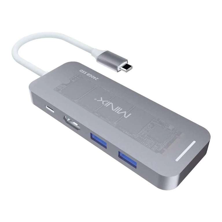 Hub Minix Neo S2 - USB-C, SSD 240 Go intégré + 2 USB 3.0 + 1 HDMI 4k@30Hz + 1 USB-C Power Delivery (Compatible PC & Mac)