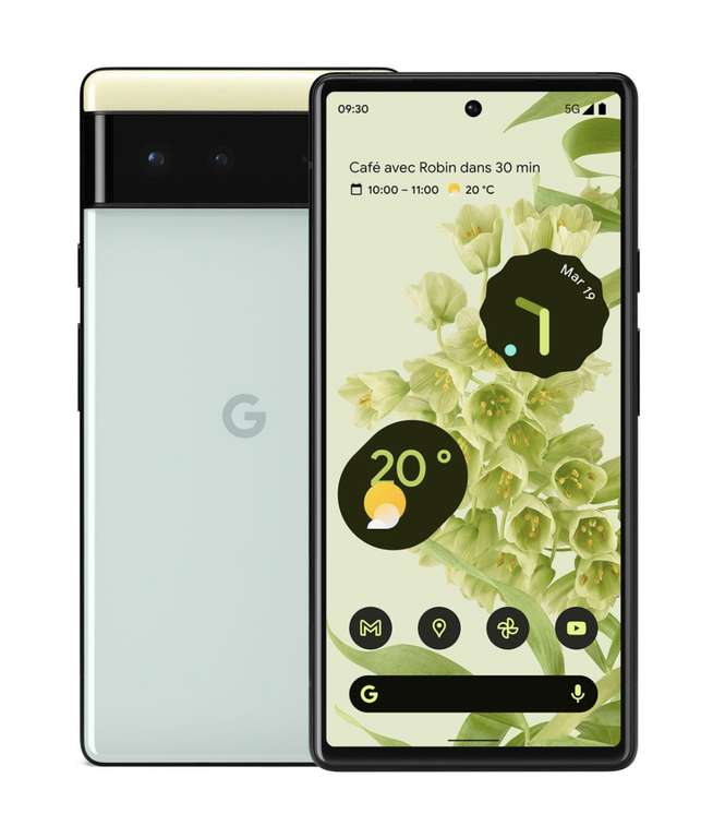 Smartphone 6.4" Google Pixel 6 - 8 Go RAM, 128 Go, Ecume de mer (+17,89€ en RP)