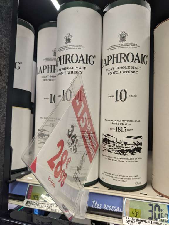 Carrefour, 1 Bouteille de Whisky Single Malt Laphroaig 10 ans (National et sur l'application)