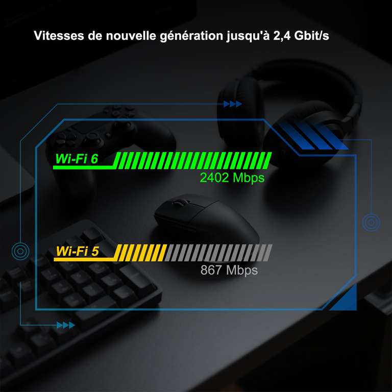 5400 Mbps Ziyituod Carte WiFi 6E PCIe AX 5400Mbps, Intel WiFi 6E AX210, Bluetooth 5.2, Carte Bluetooth PCIe Réseau 6G/5G/2.4G Pour PC Windows 11/10( 64Bit Tarjeta De Red 10gb