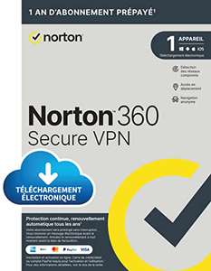 Norton Wifi Privacy Secure VPN 2023 pour 1 appareil pendant 12 Mois sur PC/Mac/Mobile (Dématerilisé)