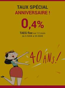 Prêt personnel à 0.4% TAEG Fixe entre 6500€ et 35000€ sur 12 mois (cofidis.fr)