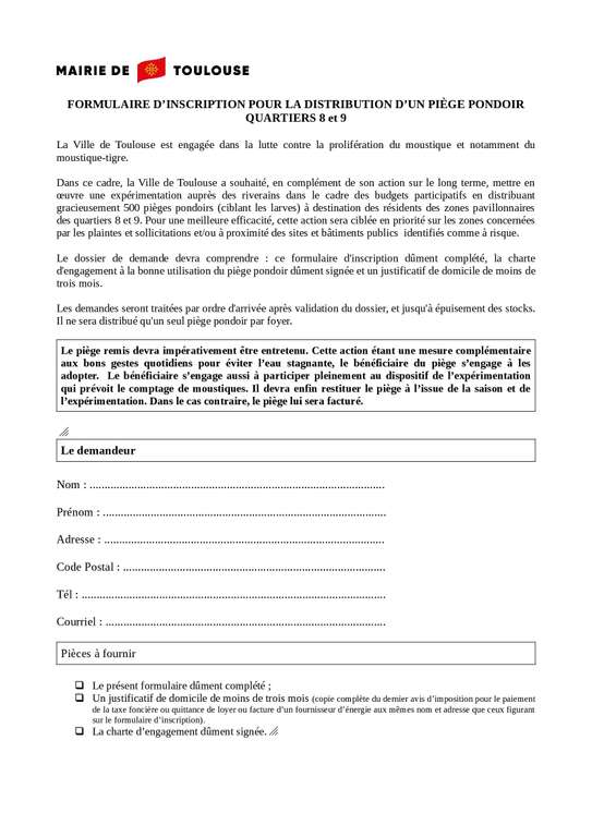 [Habitants] Location gratuite de 500 pièges pondoirs (via formulaire d'inscription) - Toulouse (31)