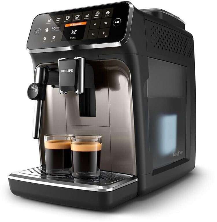 Machine à Café à Grain Automatique Philips Expresso 4300 Series EP4327/90 - Mousseur à Lait, Écran TFT intuitif, Noir + Filtre AquaClean