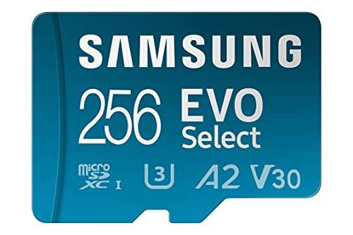 Carte Micro SDXC Samsung Evo Select - 256Go, U3, A2, V30 (2021)