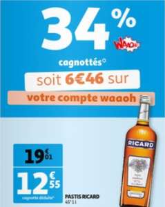 Bouteille de Pastis Ricard - 1L (via 6.46€ fidélité)