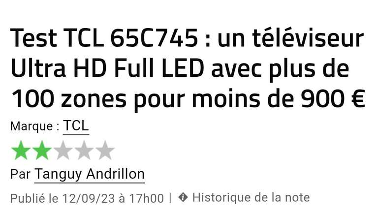 TV QLED 4K TCL-65C805 TCL à Prix Carrefour