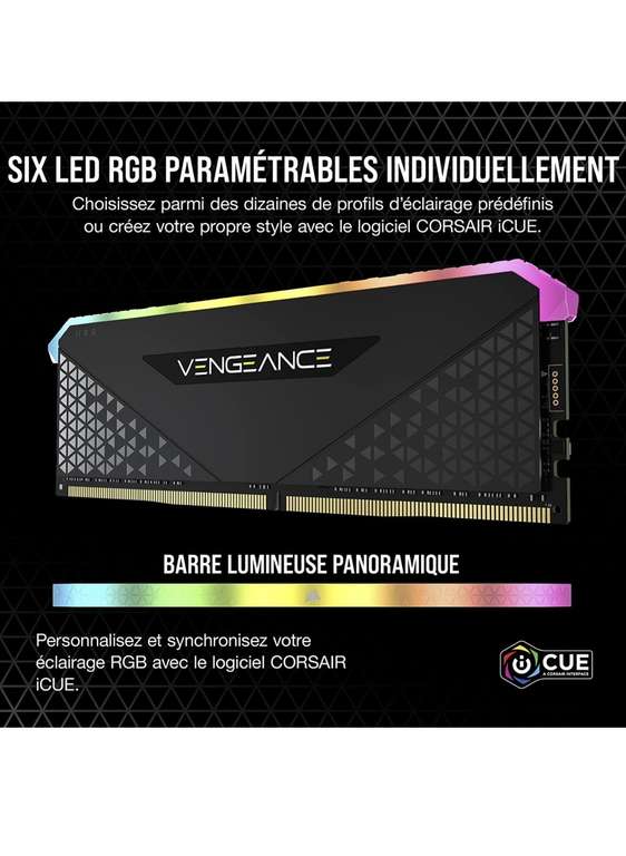 Kit mémoire Ram DDR4 Corsair Vengeance RGB RS 32 Go (2x16 Go) - 3600MHz, C18