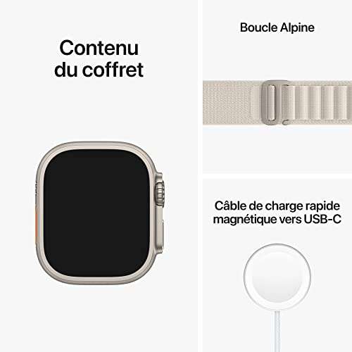 Montre connectée Apple Watch Ultra (GPS + Cellular) - 49mm, boîtier en titane