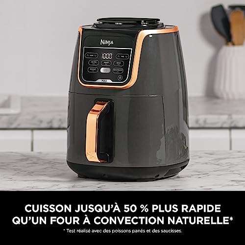 Friteuse Ninja Air Fryer MAX - 5,2L, 5-en-1, Panier Lavable lave vaisselle , Cuivre/Noir, AF150EUCP