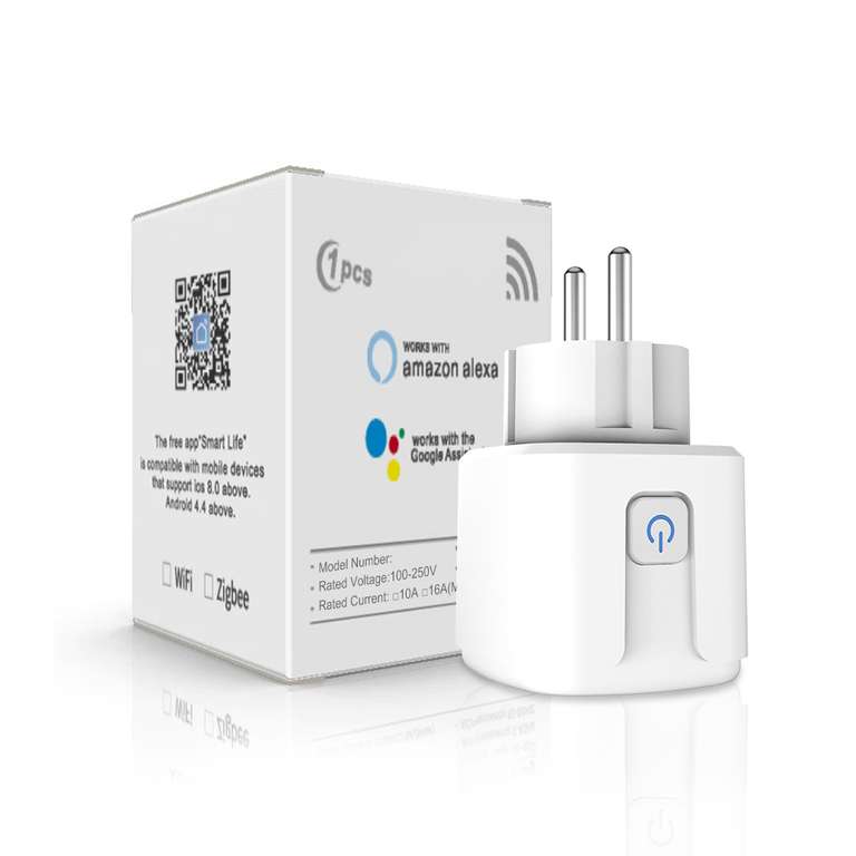 Prise connectée WiFi QNCX ave Mesure de la consommation - 20A ou 16A (Compatible Alexa & Google Home)