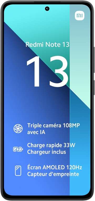 Smartphone 6.67" Redmi Note 13 4G - Batterie mAh 5000, Mémoire ROM 256GO, RAM 8GO, Android 13 (Vendeur Tiers)