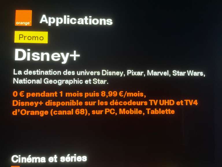 [Abonnés Orange] Abonnement de 1 Mois à Disney+ offert