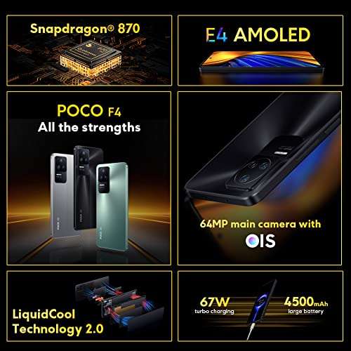 [Prime] Smartphone 6.67" Poco F4 5G - 8 Go de Ram, 256 Go