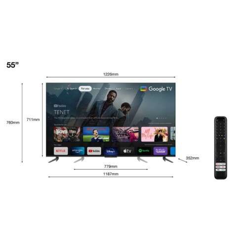 TV 55" TCL 55C649 (2023) - QLED, 4K UHD, HDR Pro, Dolby Vision, Google TV (Via ODR de 100€) + Support Mural offert + 30€ bon d'achat