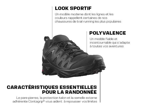 Chaussures de randonnée homme Salomon X Braze - Noir, du 41 au 46