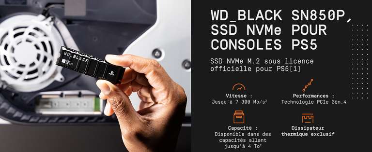 WD-Disque SSD interne de jeu, SSD NVMe, Gen4, PCIe M.2 2280, jusqu