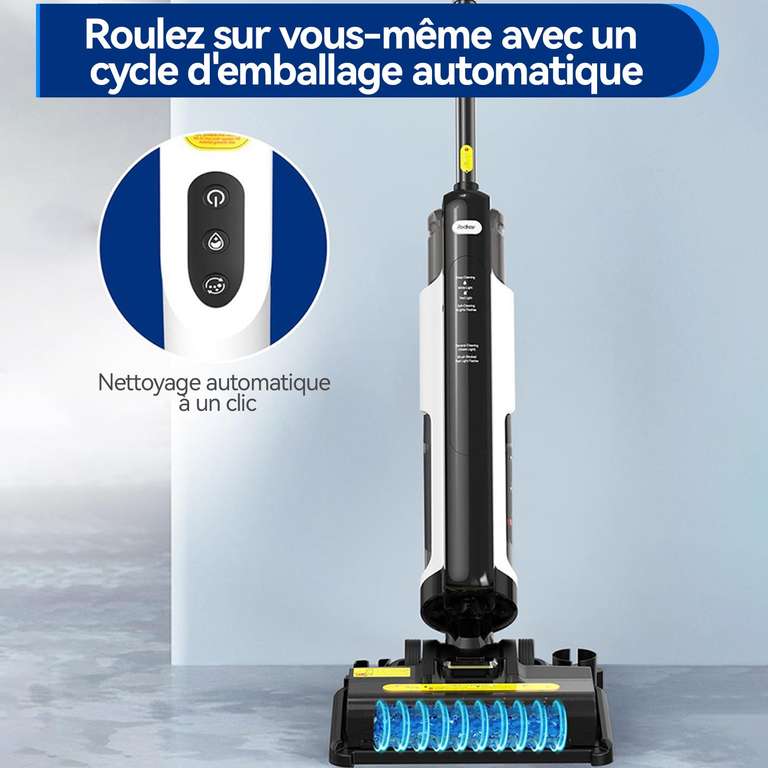 Aspirateur Laveur De Sols Sans Fil Vozascly W12SE - Auto-nettoyant, Double Réservoir 1.15L, Autonomie 45 Min