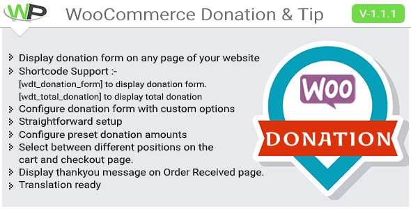 Plugin WooCommerce Donation & Tip Gratuit pour Wordpress (Dématérialisé - codecanyon.net)