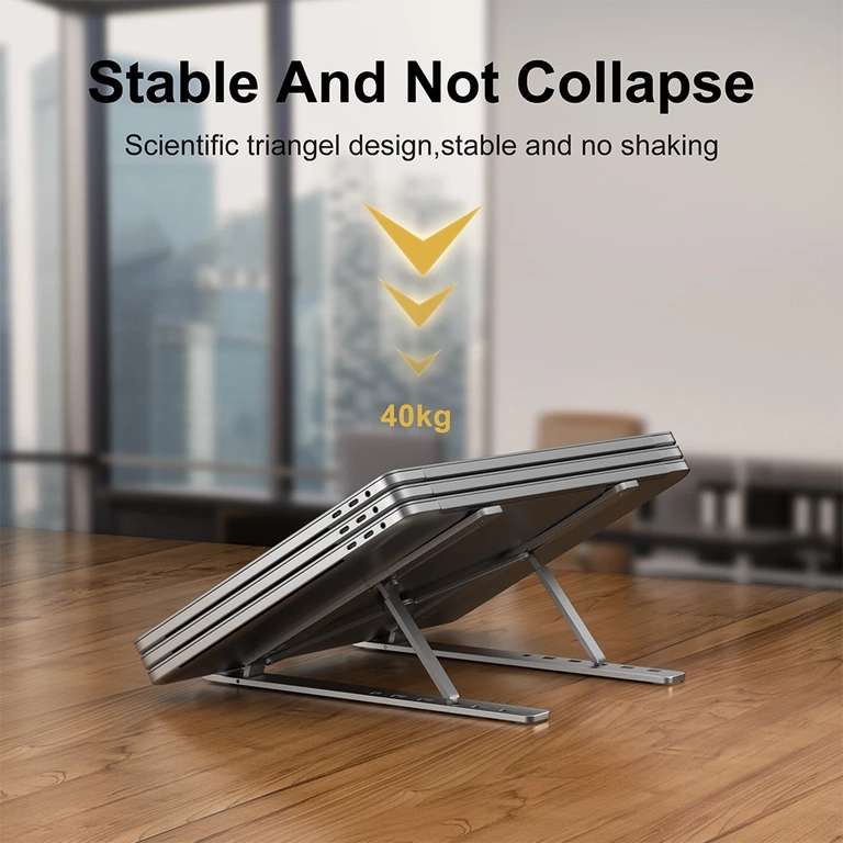 Support pliable en aluminium pour PC portable - 6 Niveaux d’inclinaison (15° à 40°)